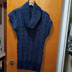 Elegant Navy Cowl Neck Sweater